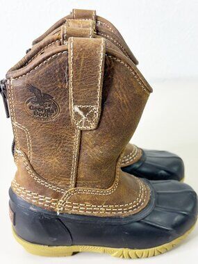 Georgia Boot Sz 8 Kids Muck Duck Pull On Back Zipper Brown Boots GB00531C EUC